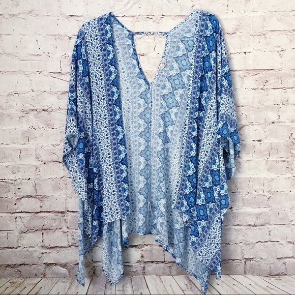 Altar'd State Tops - ALTAR’D STATE | kimono blue boho festival printed